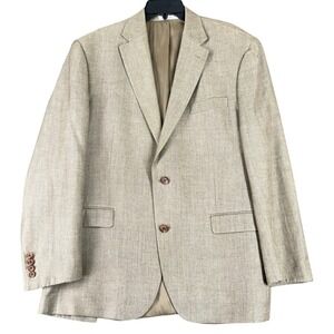 Lauren Ralph Lauren Blazer Mens 44R Tan Wool Silk Linen Two Button Sport Coat